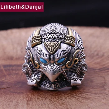 

Men Opening Ring 925 Sterling Silver Jewelry Inlaid Turquoise Eagle Hyperbole Adjustable Ring Fine Jewelry 2018 FR71