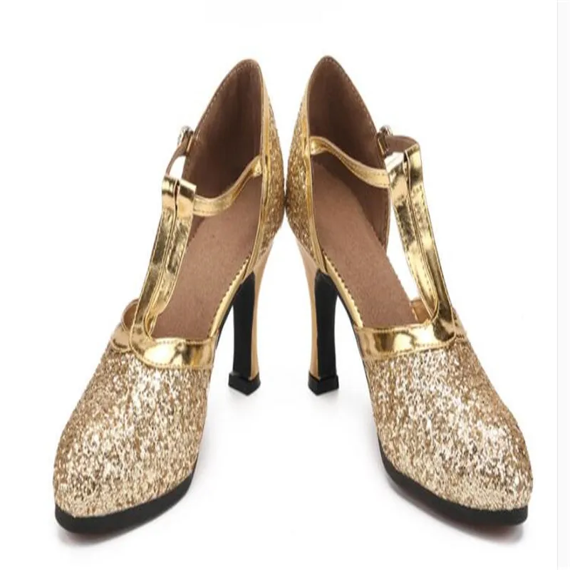 Женская обувь золотистого цвета г. Женская обувь с зауженным мыском обувь для латинских танцев женские свадебные вечерние туфли на низком каблуке золотого и серебряного цвета