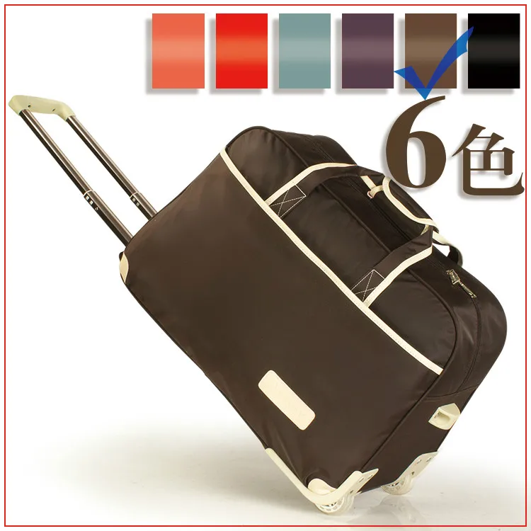 Брендовая Дорожная сумка на колесиках, ручная сумка, 2" 50L 24" дюймов 60L, сумка на колесиках, водонепроницаемый чемодан из материала Оксфорд на колесиках - Цвет: Brown 22