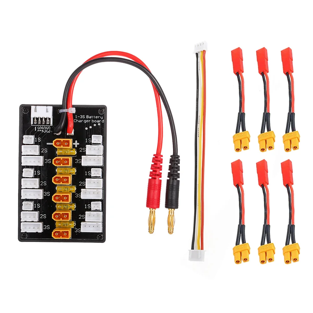 1-3S XT30 Plug Li-Po Battery Parallel Charging Board 6pcs XT30 Male to JST Female Cables for IMAX B6 Charger RC Battery Parts (10)