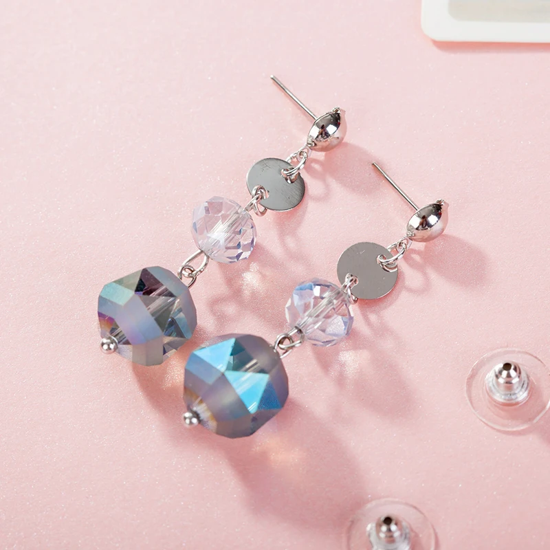 

Trendy Round Crystal Earrings For Women Classic Long Stud Earrings For Women Fashion Brand Wedding Party Bridal Jewelry Gift