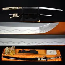 JAPANESE SAMURAI SWORD DRAGONFLY KATANA FULL TANG CLAY TEMPERED DAMASCUS FOLDED 1095 STEEL KOBUSE BLADE HANDMADE