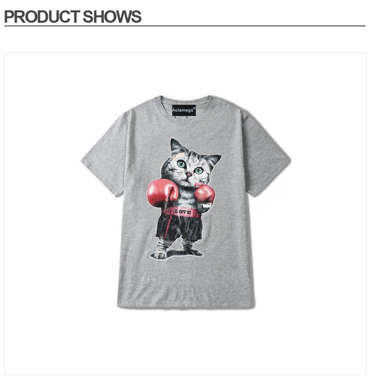 Aolamegs T Shirt Men Black Cute Cat Print Men's T-shirts Boys Cotton T Shirt Short Sleeve O-neck Casual Summer Fashion Tees (18)
