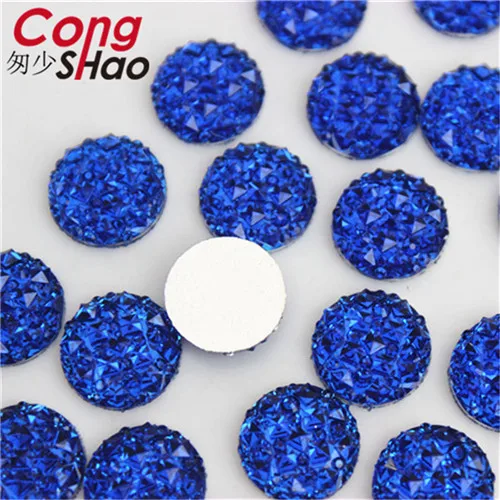 Cong Shao, 200 шт, 12 мм, круглые камни с плоской задней частью и стразы из смолы с кристаллами, аппликация, драгоценные камни для рукоделия, пуговицы для рукоделия YB222 - Цвет: Blue