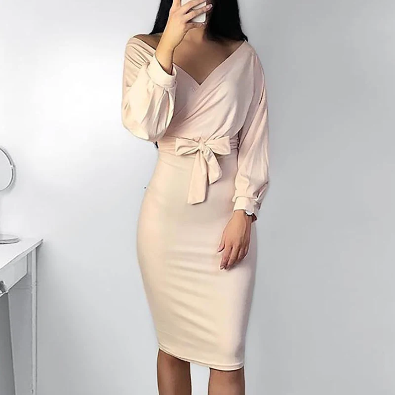 off shoulder twisted waist tie sexy midi dress