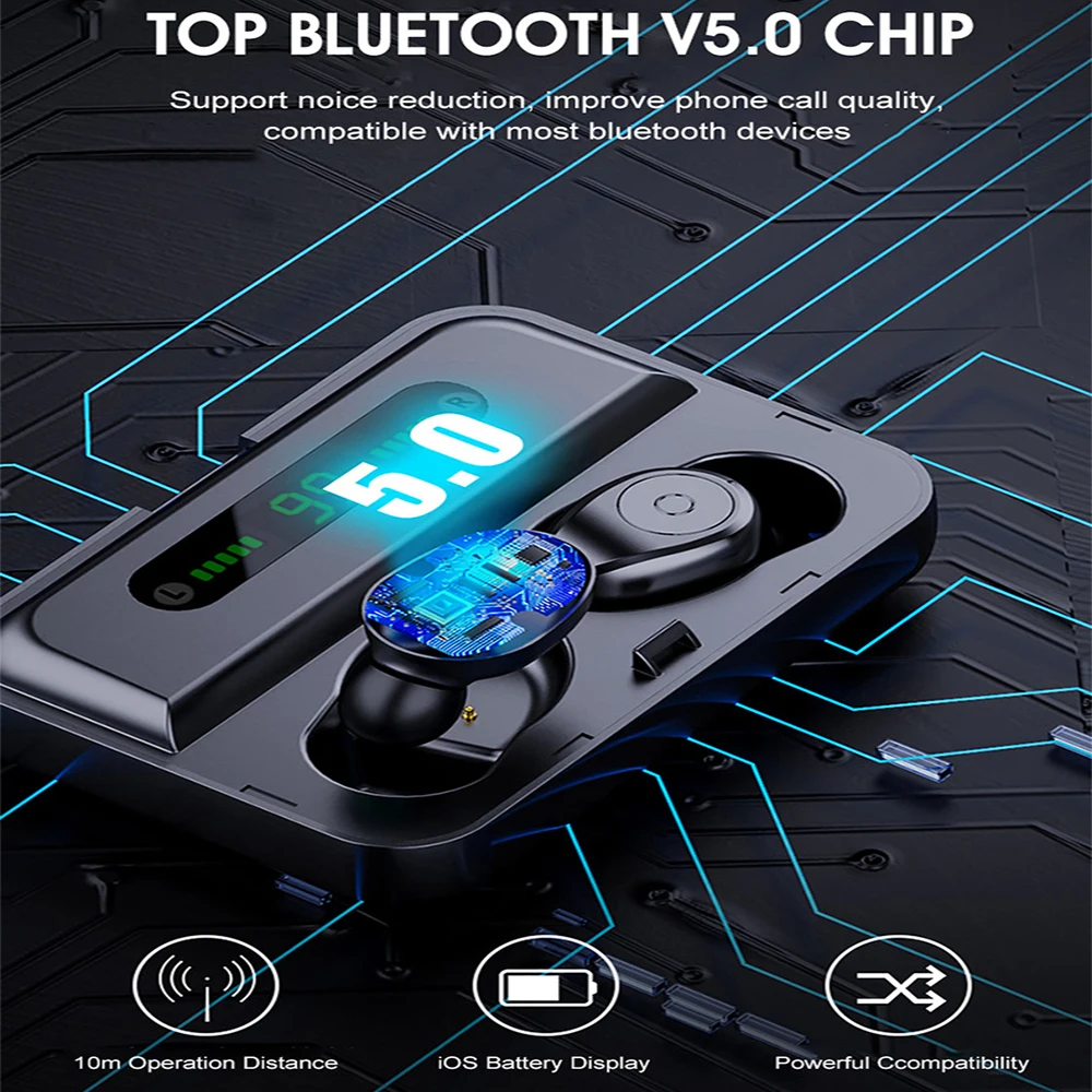 TWS Bluetooth 5 0 наушники со светодиодным дисплеем беспроводные стерео 1200 мАч Power Bank
