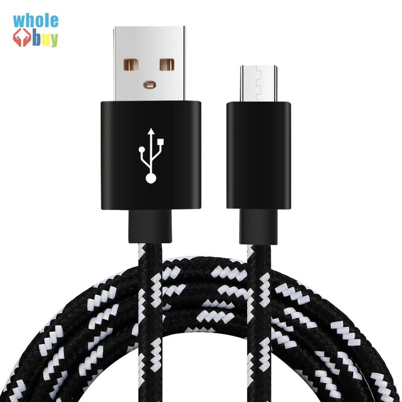 100 шт. кабель Micro USB для Xiaomi Redmi Note 5 Pro шнур нейлоновая решетка плетеный кабель быстрой зарядки Microusb для samsung S6 Honor - Цвет: Черный
