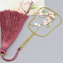 1 шт. Цветок персика, латунь, кисточка, художественные закладки, свежий Классический китайский стиль, цветок персика, металлическая Закладка
