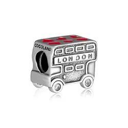 DIY Подходит для Pandora Charms браслеты London Bus Beads 100% 925 пробы-серебро-ювелирные изделия Бесплатная доставка