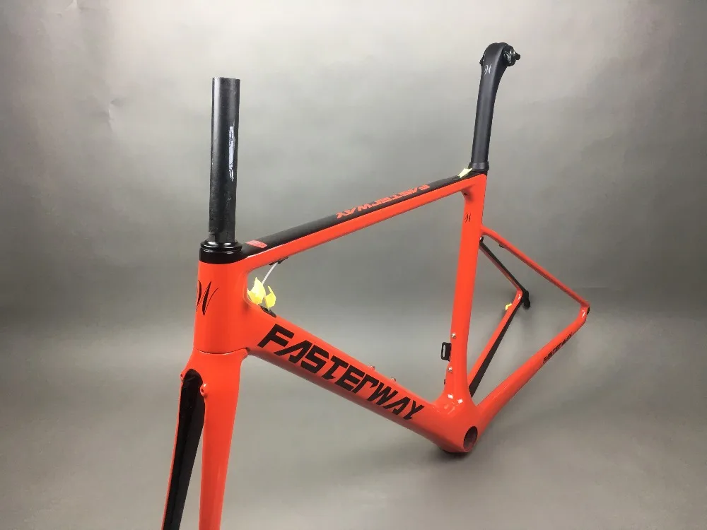Sale light blue 2018 TAIWAN FASTERWAY classic carbon road frameset UD weaves carbon bike frame:Frameset+Seatpost+Fork+Clamp+Headset 137
