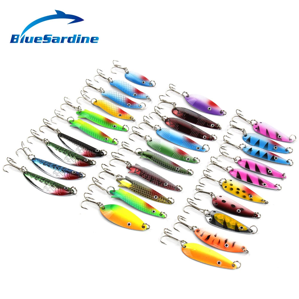 BlueSardine 30PCS 6G 7G 9G Spoon Bait Fishing Lures Metal Spoonbaits Sets Hard Bait Fishing Tackle