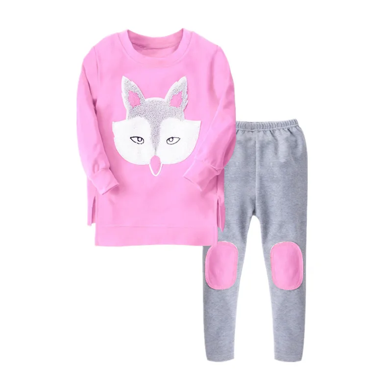 Girls Fox Tshirt Tops Patch Leggings 2PCS Clothes Sets 1-2