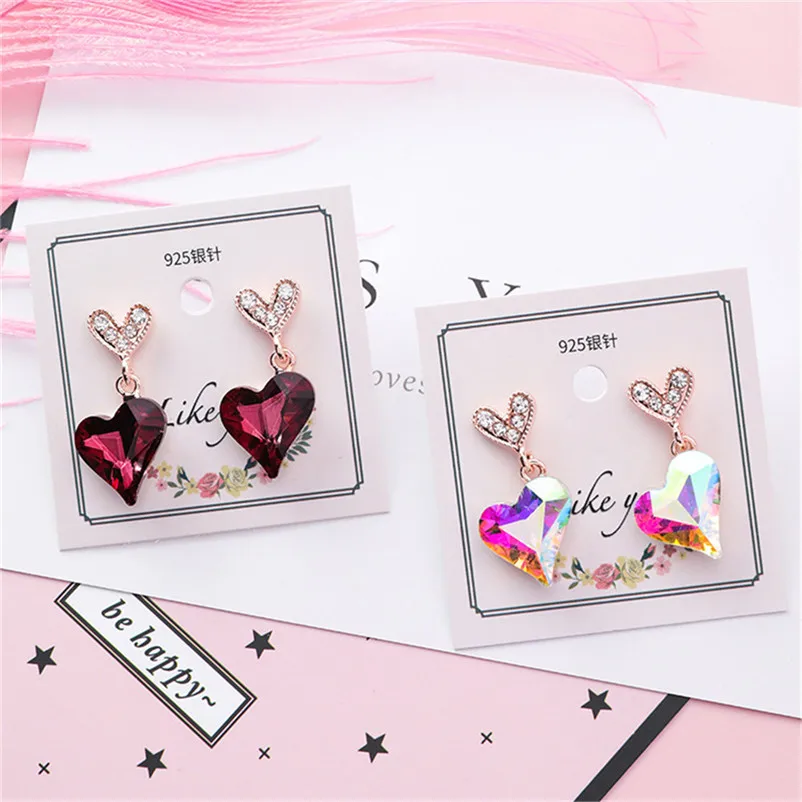 2018 Trendy stud earrings for women Fashion Zircon earrings Diamond-encrusted love heart earring Stud Earrings Brincos J04#N (1)