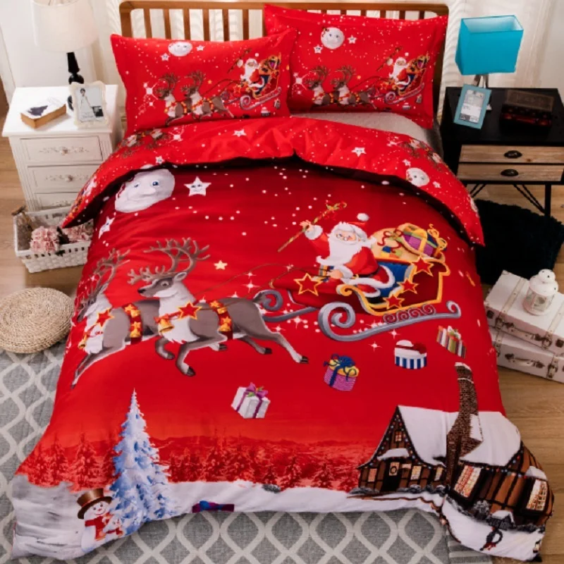 X Mas Christmas Gift Santa Twin King Queen Double Bedclothes