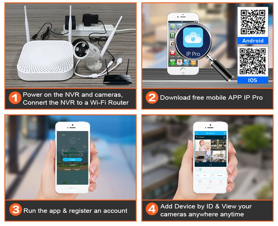 IP камера системы Hiseeu Wi-Fi система камер домашней безопасности, Wi-Fi, 4CH 1080P CCTV NVR комплект 2 шт. 960 P/1080 P беспроводная камера видеонаблюдения