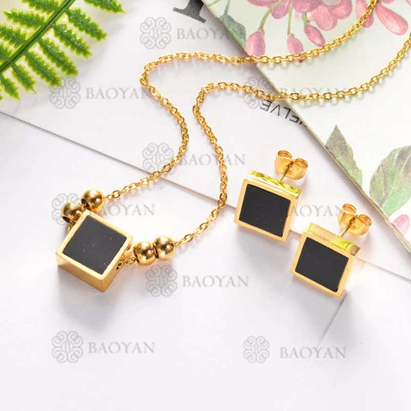

BAOYAN 316L Stainless Steel Gold Silver Color Simple Geometric Pendant Necklace Earring Jewelry Sets N2