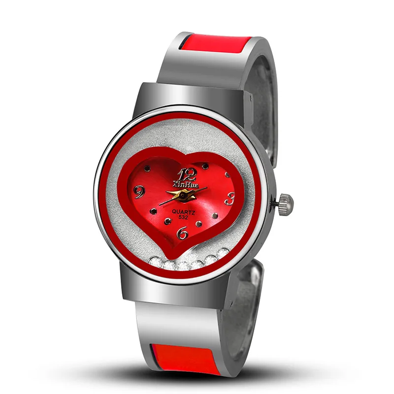 Новинка,, XINHUA, браслет, часы для женщин, синий, люксовый бренд, нержавеющая сталь, циферблат, кварцевые наручные часы, Дамская мода, браслет, часы - Цвет: Красный