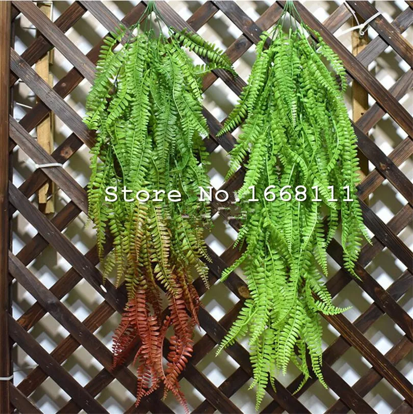 

one Artificial Bostoniensis Leaf Vines Plastic Hanging Plant Nephrolepis Exaltata Vines 100cm for Greenery Wall Decoration