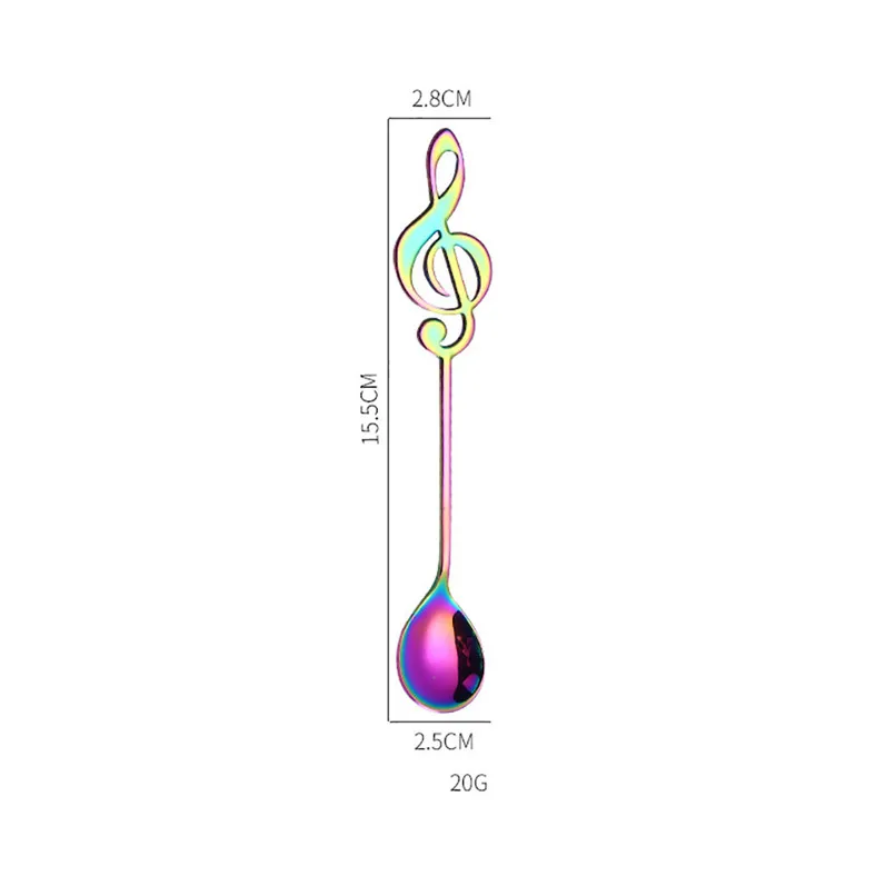 Stainless steel music spoon Coffee Scoops Colorful Spoon Handle Spoons Flatware Ice Cream Drinking Tools Kitchen Gadget #2h08  (2)
