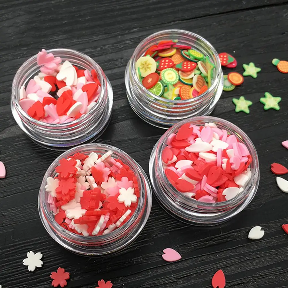 

Polymer Clay 3D Nail Art Fruit Slice Flower Petal Love Heart DIY Decoration