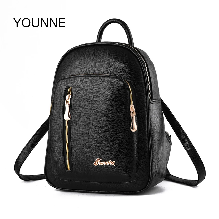 

YOUNNE Women Casual Backpack Women's Solid Color Backpacks For Young Girl Simple Style Zipper Design Shoulder Bag Lady Bags BAO