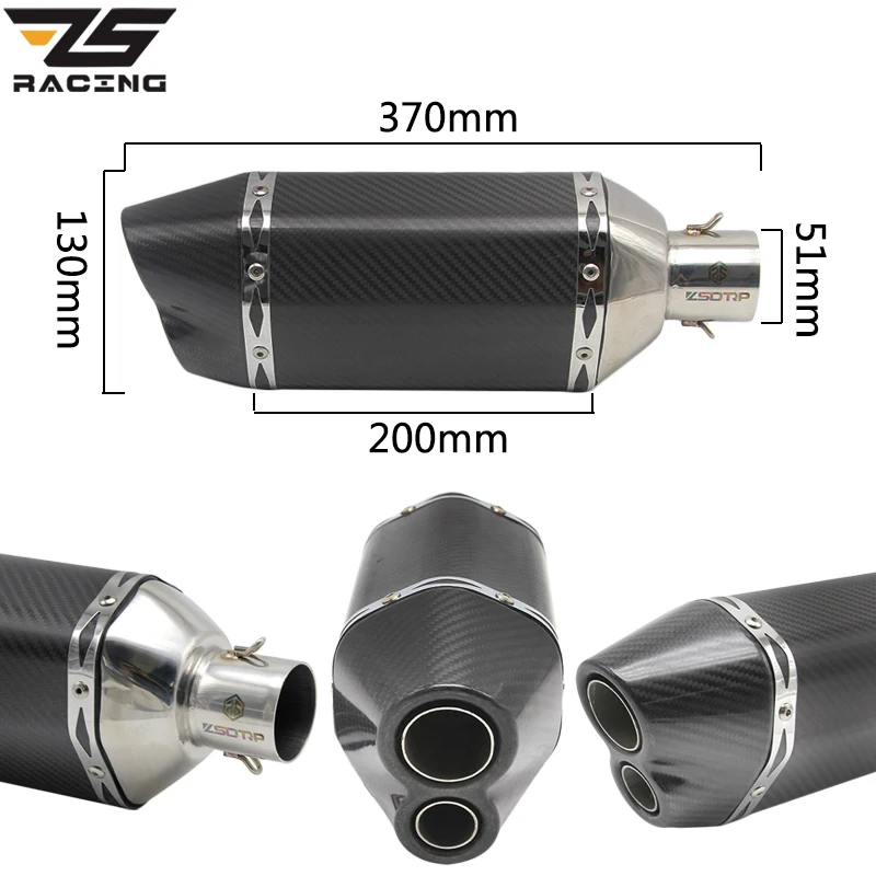

ZS Racing Modified Motorcycle Scooter Muffler Carbon Fiber Exhaust Pipe Middle Pipe