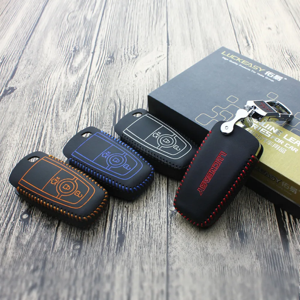 

3 Buttons Top Leather Car Key Case For Ford Mondeo 2017 Ecoboost Key Cover