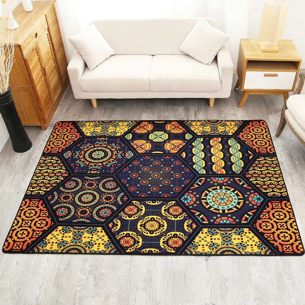 

Fashion Modern Geometric Pattern National Style Carpet Non-Slip Waterpoof Living Room Bedroom Rug Home Decorator Floor Rug
