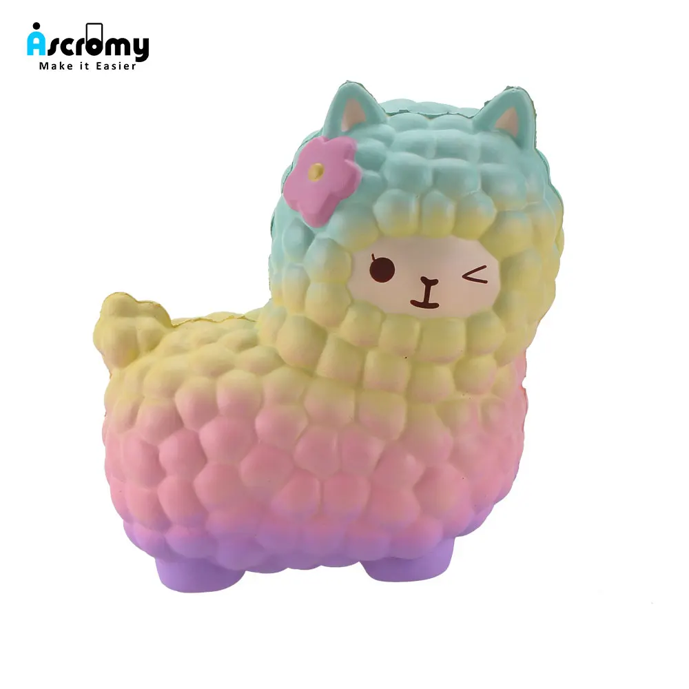 

Ascromy sheep Squsihies Stress Toys kawaii Squishy Slow Rising Stress Toys Alpaca 7.1 Rainbow big size jumbo cute groot soft