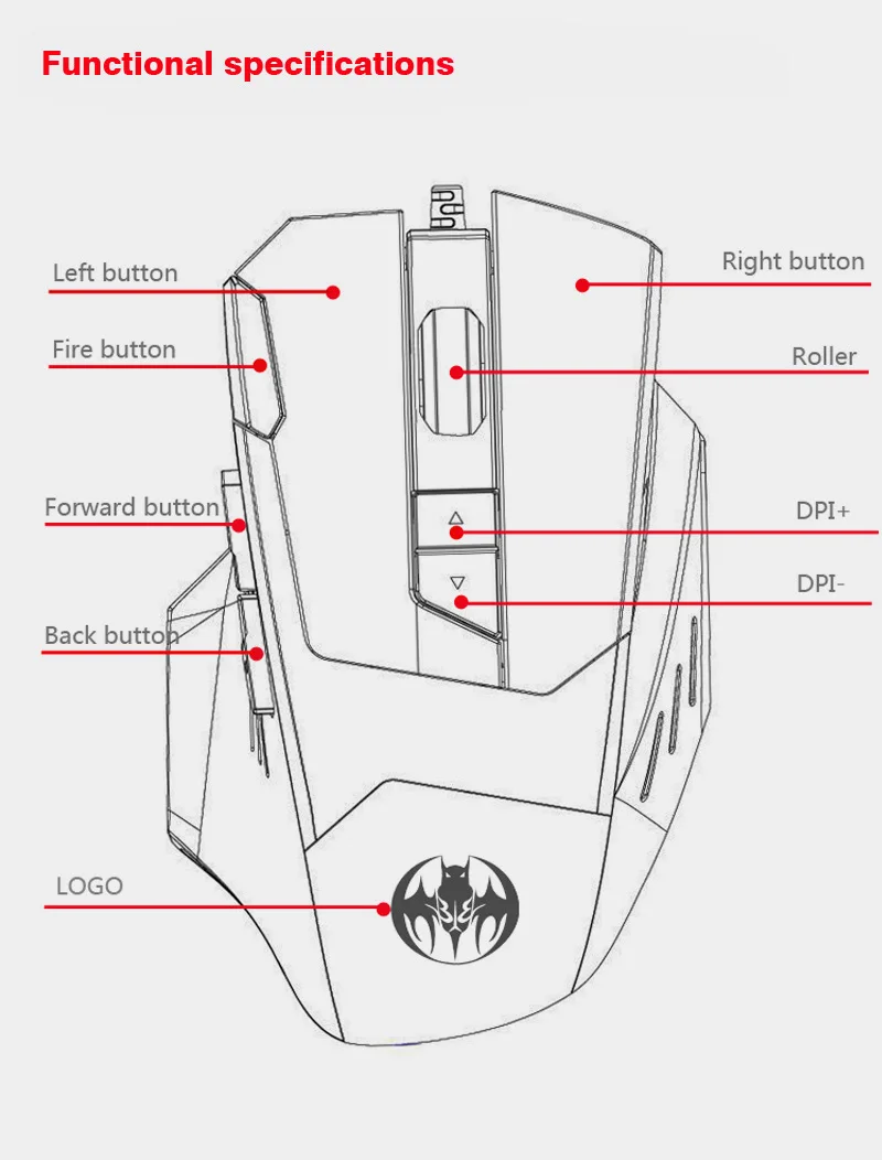 FELYBY Wired RGB Gaming Mouse 8 Programmable Buttons 6800 DPI Adjustable Optical Gaming Mouse Ergonomic Mouse With Fire Button