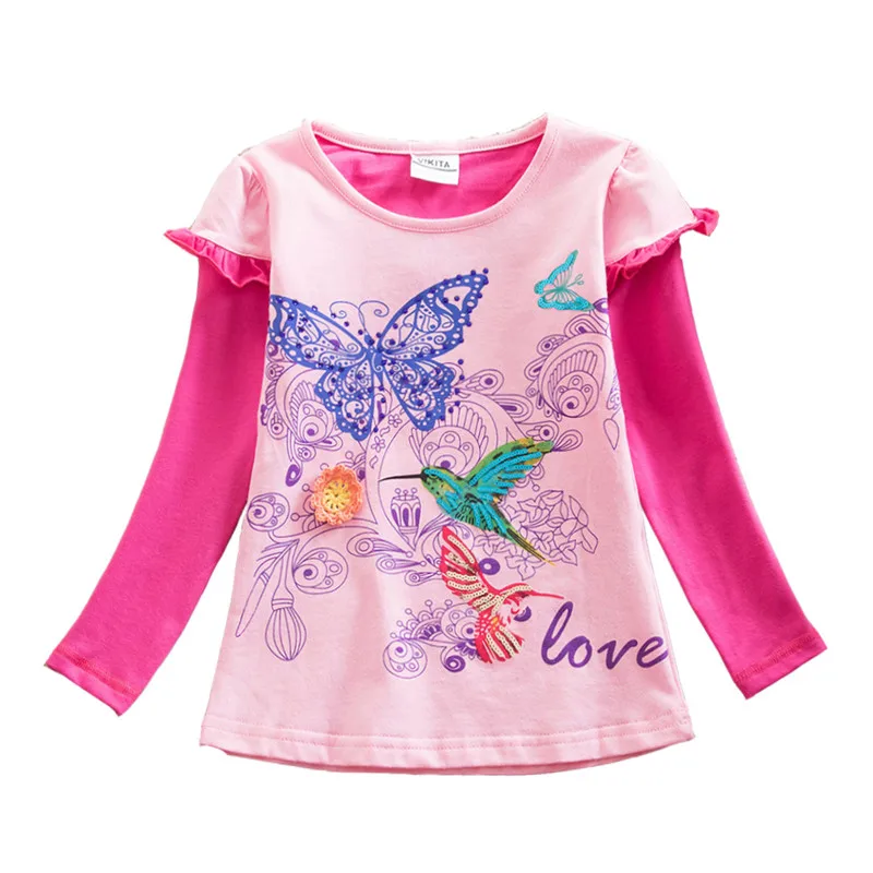 VIKITA, брендовая футболка для девочек футболка с длинными рукавами для девочек милые детские футболки с рисунками животных футболки для детей L62123 - Цвет: REG61802PINK