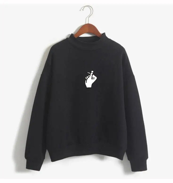 

Spring and Autumn Women's New Love Finger Gesture Plus Velvet Crew Sweatshirt