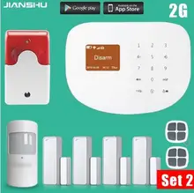 Remote Control Voice Prompt Wireless door sensor Home Security GSM Alarm systems LCD Display Wireless Siren Kit SIM SMS Alarm
