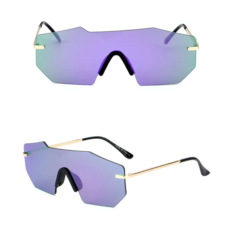 Стимпанк очки мужские Картер негабаритные солнцезащитные очки бренда класса «Люкс» Дизайнерские мужские солнцезащитные очки без оправы Ретро wo мужские очки Lunette - Цвет линз: Фиолетовый