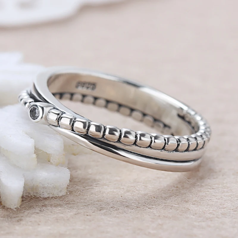Unique Design Cross Silver Color Finger Ring with Clear CZ Original