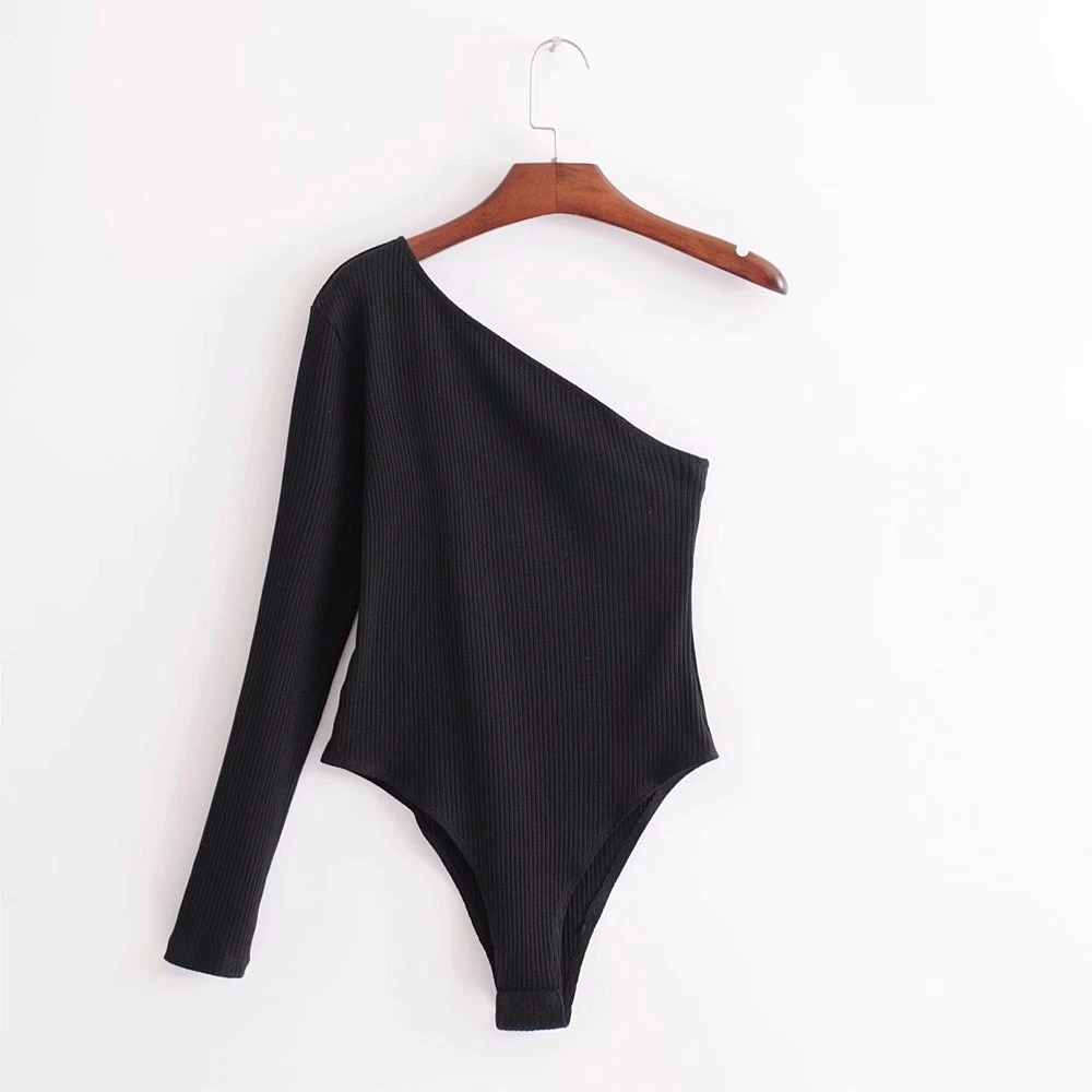 مثير عارية الذراعين حللا واحد الكتف كم طويل حزب ثوب فضفاض نحيل الصلبة ارتداءها الصيف النساء Highstreet داخلية