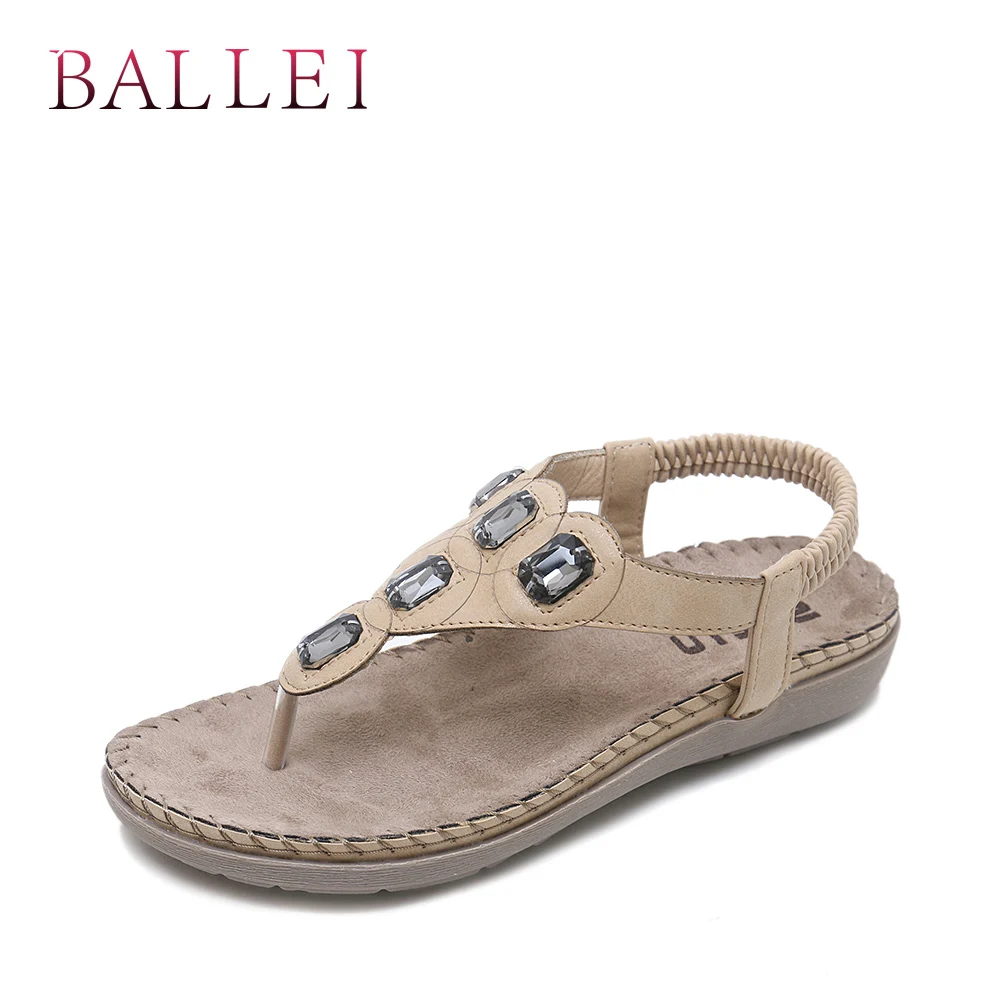 

BALLE Vintage Woman Summer Sandals High Quality PU Fashion Back Strap National Style Shoes Soft Low Heel Causal Retro Sandal S54