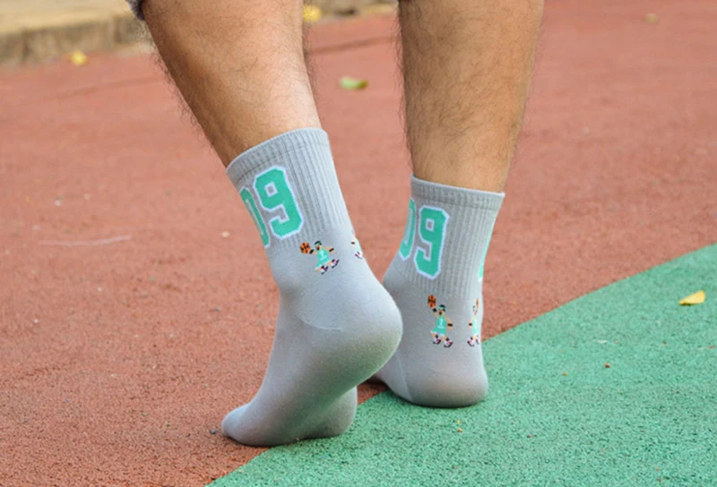 Morematch/1 пара мужских спортивных носков, баскетбольные хлопковые носки с цифрами, одноцветные парные носки, 6 стилей на выбор