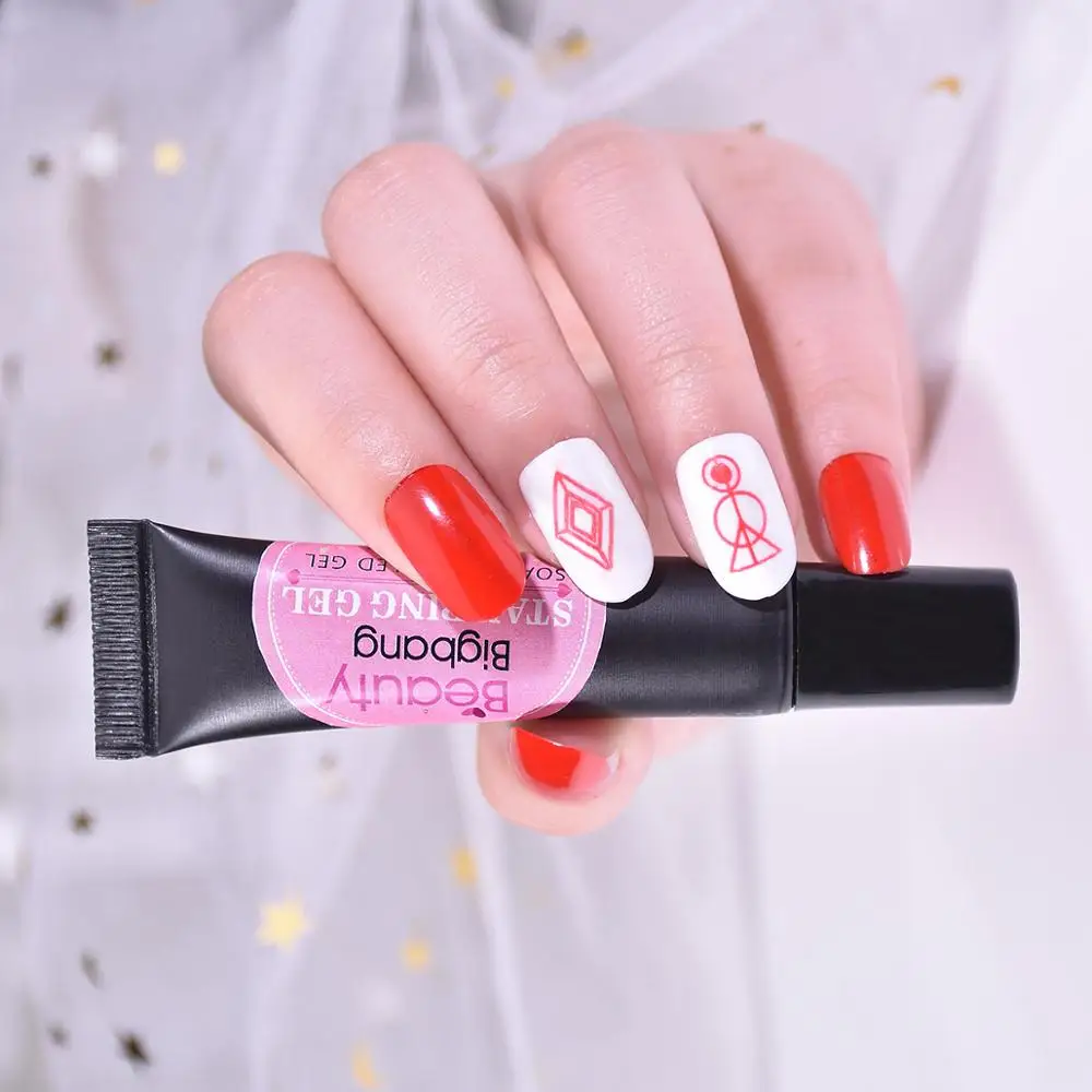 Beautybigbang 8 мл черный белый цвет УФ Гель лак для штамповки отмачиваемый печати масло