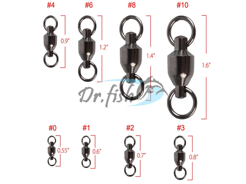 Лот 60 рыболовный Шарикоподшипник Поворотные зажимы разъем сверхмощный морской рыбалки из нержавеющей стали твердое кольцо Размер 0 1 2 3 4 5 6 7 8 9 10