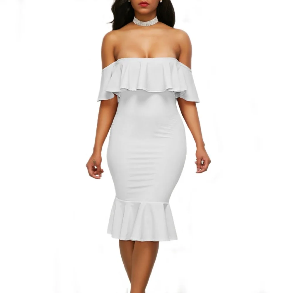 

Sikilely Sexy Off the Shoulder Night Club Party Dress Mermaid 2019 Woman Bodycon Dress Butterfly Sleeve Strapless Light Pink