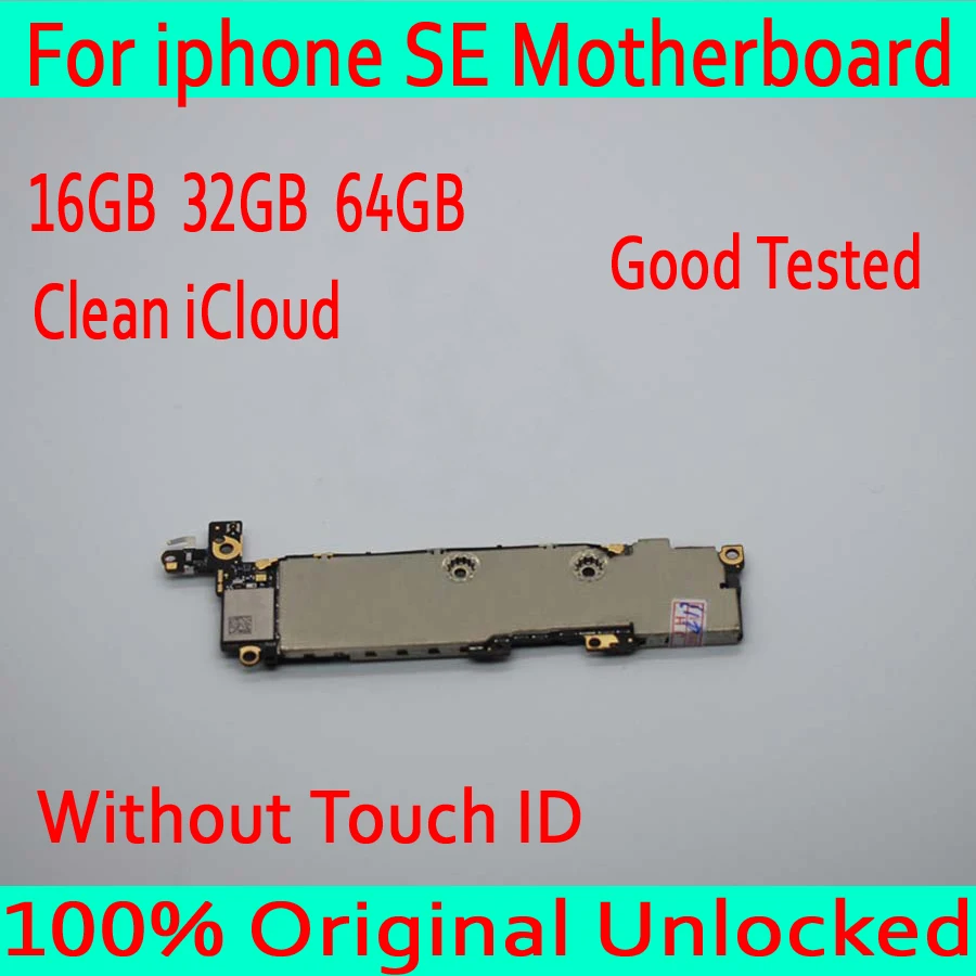 

100% Original unlocked For iphone 5SE SE Motherboard without Touch ID,MB Plate for iphone 5SE SE Mainboard 16GB 32GB 64GB