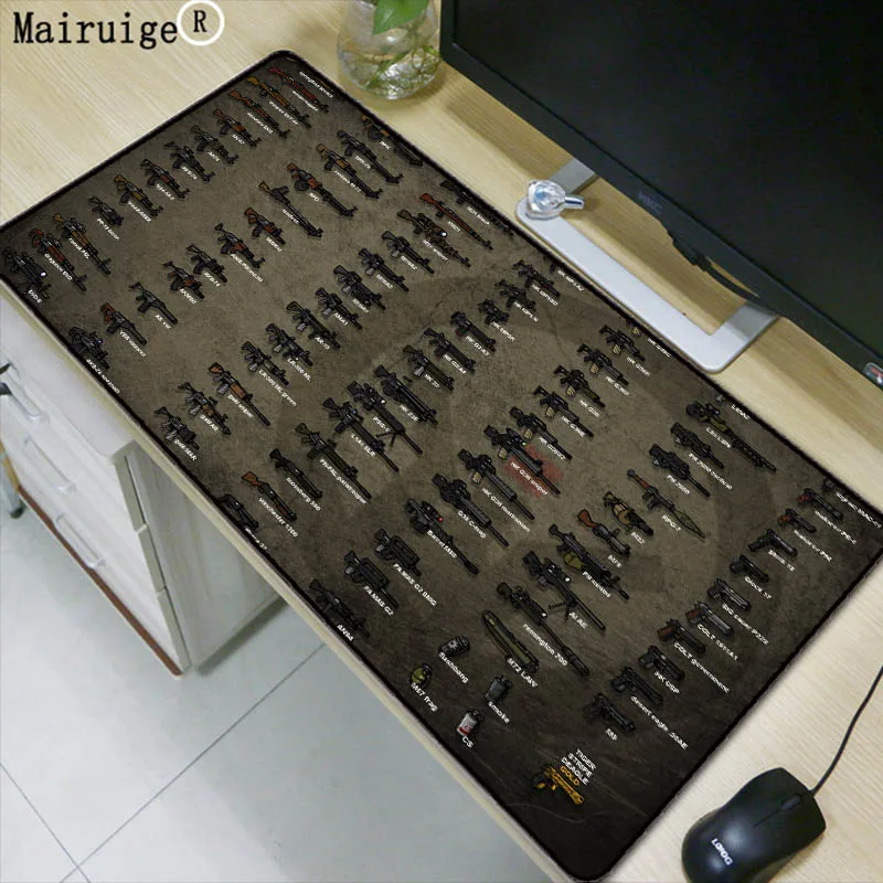 

Mairuige GUN Large Gaming Mouse Pad Lock Edge Mouse Mat for Laptop Computer Keyboard Pad Desk Pad for Dota 2 CSGO LOL Mousepad