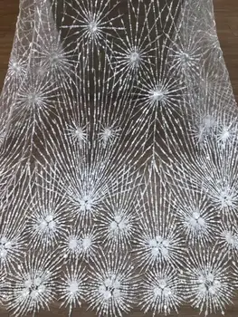 

luxury ZH-9108 embroidered tulle mesh lace fabric Nice looking beaded african net lace fabric