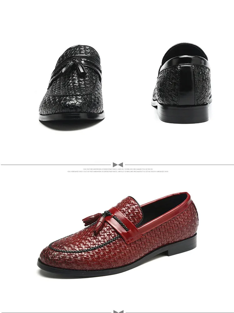 Merkmak/Роскошные мужские кожаные лоферы в стиле ретро с бахромой ромбическим узором обувь бренда комфорт Повседневное мужские плоская обувь большой Размеры 37-48