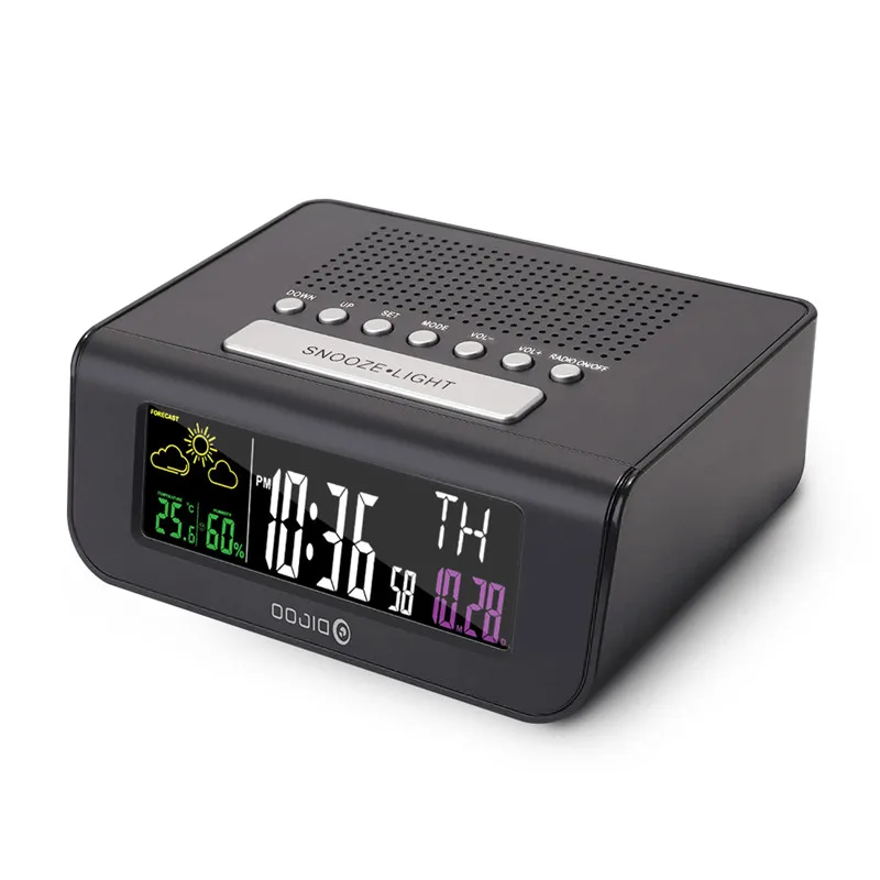 Digoo DG-FR100 SmartSet для Умный дом Беспроводной цифровой будильник часы/Погодная станция с функцией прогноза погоды и монитора сна и FM радио
