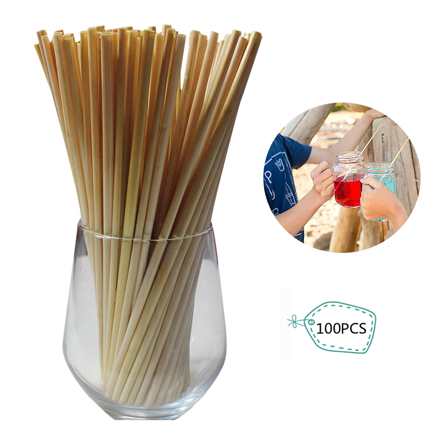 

Behogar 100PCS / Set Wheat Drinking Straws Eco-friendly Biodegradable Straw Bar KTV Hot Cold Bevarage Kitchen Accessories