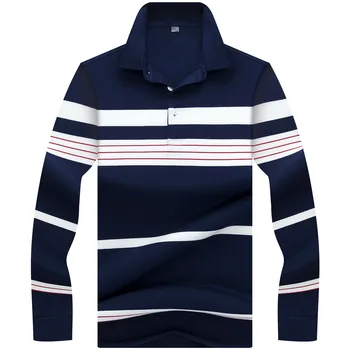

2018 Top Quality Winter Long sleeve Polo Shirt Striped Business brand polo Shirts Casual horse poloshirts