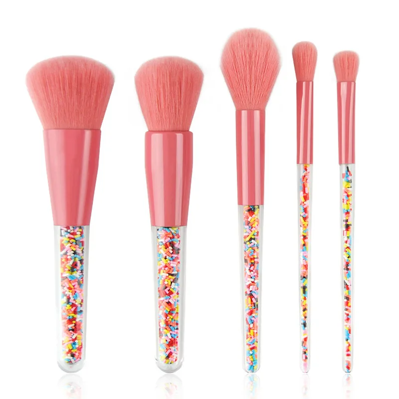 

New 5pcs Lollipop Candy Unicorn Crystal Makeup Brushes Set Colorful Lovely Foundation Blending Brush Makeup Tool