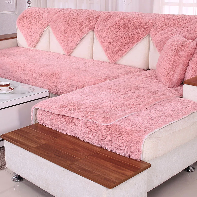 Розовый цвет, плюшевый чехол для дивана, полотенце, стекающийся чехол, стойкий чехол для дивана, для гостиной, оконные коврики, l-образный Диванный Декор